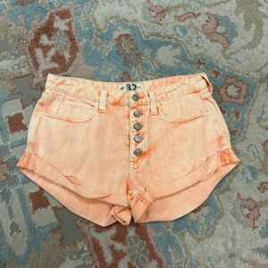 We The Free Peach Jean Shorts with Button Detail